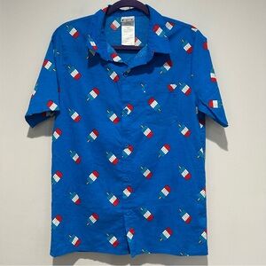 IML ISAAC MORRIS Popsicle Short Sleeve Button Down Red White Blue Size Small